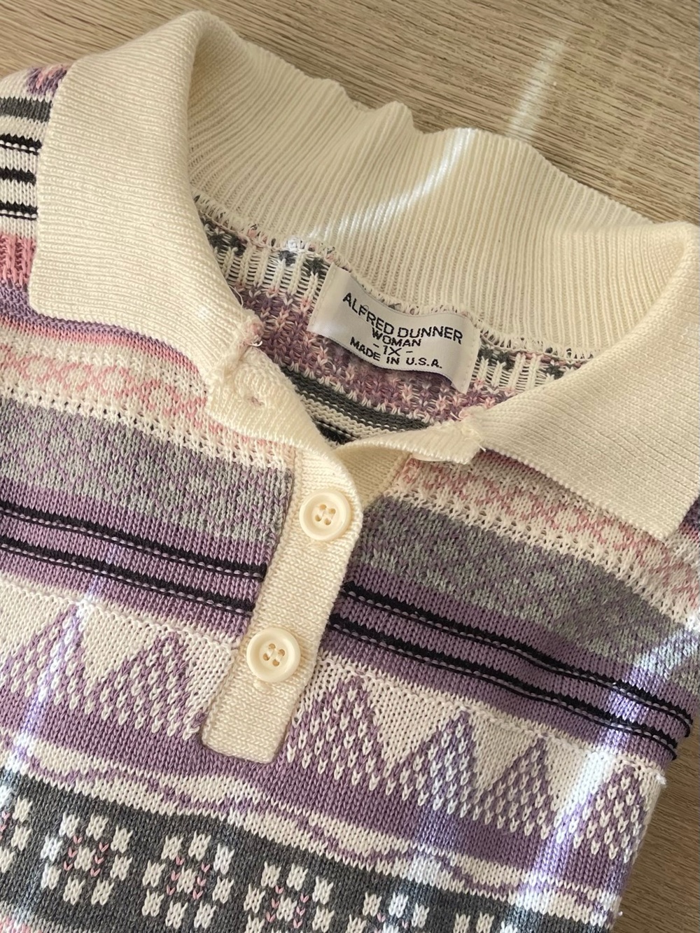 Vintage Grannycore Polo Knit Sweater Top Alfred Dunner Grandmacore